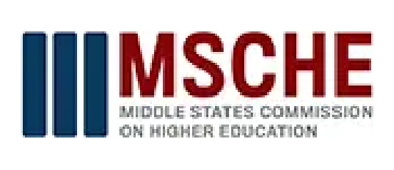 Logo with three vertical blue bars next to large red letters "MSCHE" and smaller gray text below reading "Middle States Commission on Higher Education.